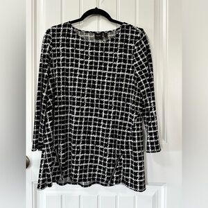 Rafaella Black and White Pattern Shirt Blouse With Zipper Detail